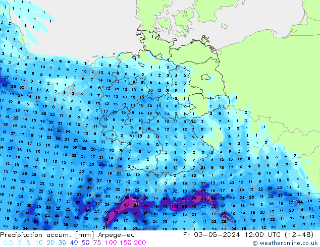 Toplam Yağış Arpege-eu Cu 03.05.2024 12 UTC