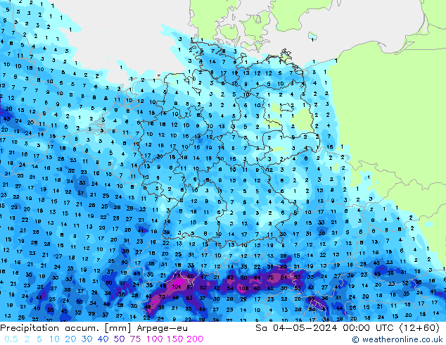 Precipitation accum. Arpege-eu so. 04.05.2024 00 UTC