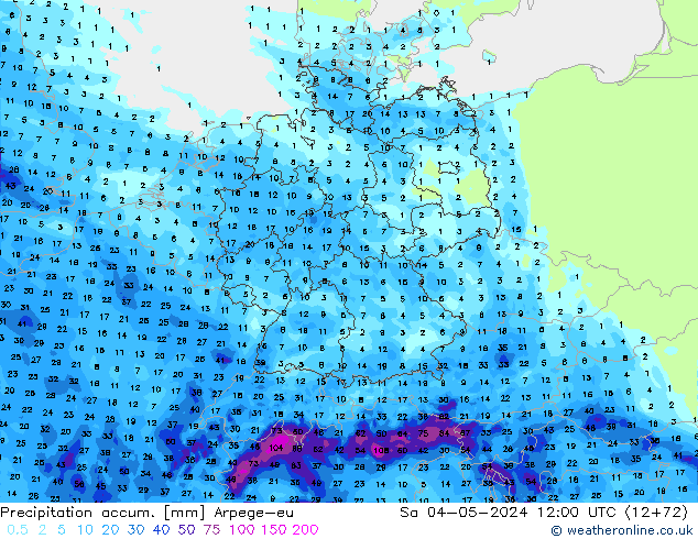 Totale neerslag Arpege-eu za 04.05.2024 12 UTC