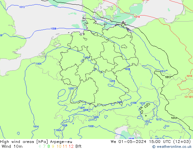 High wind areas Arpege-eu We 01.05.2024 15 UTC