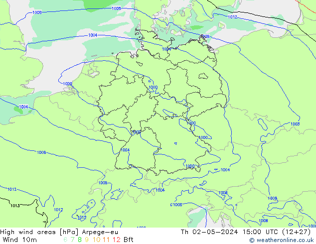 yüksek rüzgarlı alanlar Arpege-eu Per 02.05.2024 15 UTC
