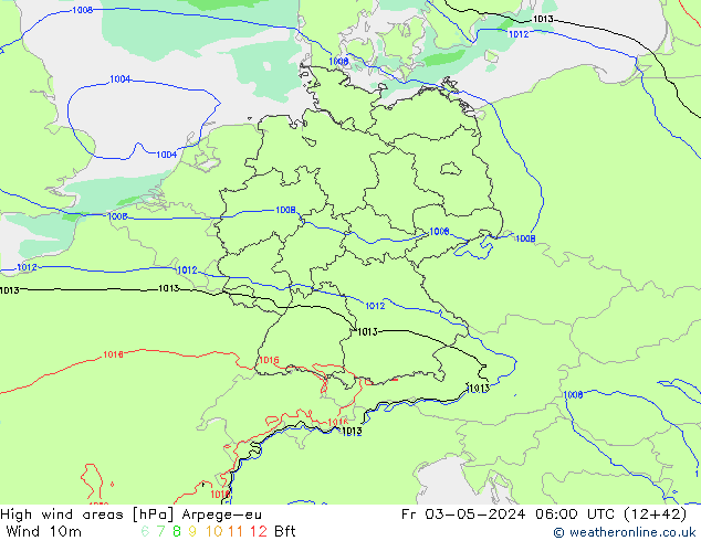 High wind areas Arpege-eu Sex 03.05.2024 06 UTC