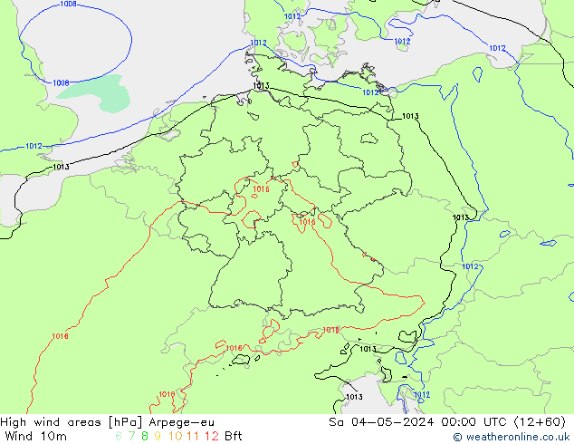 High wind areas Arpege-eu Sa 04.05.2024 00 UTC