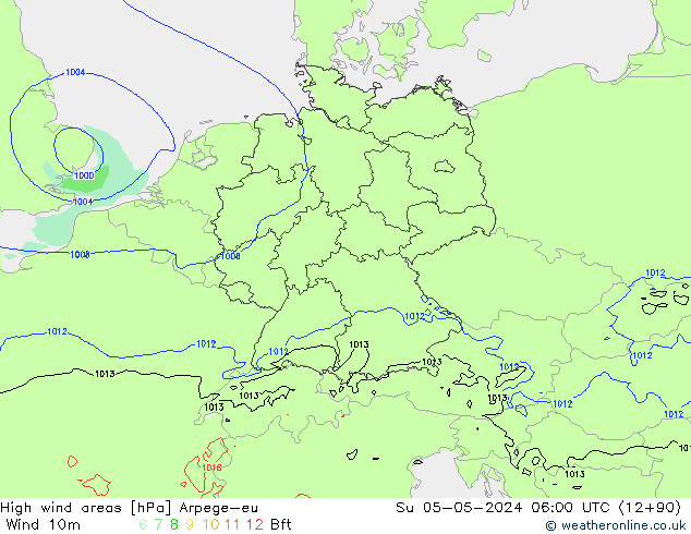 High wind areas Arpege-eu dom 05.05.2024 06 UTC