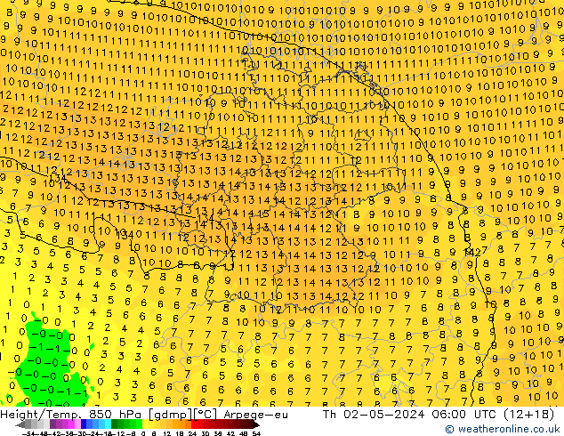 Height/Temp. 850 hPa Arpege-eu gio 02.05.2024 06 UTC