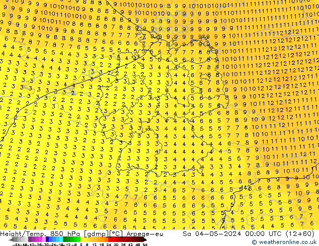 Height/Temp. 850 hPa Arpege-eu Sa 04.05.2024 00 UTC