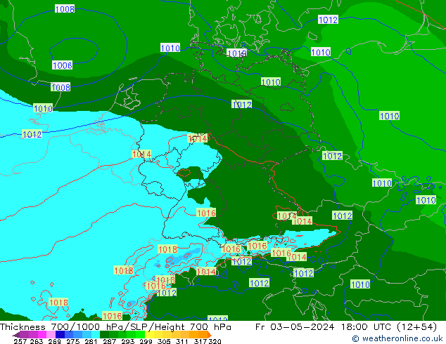 Thck 700-1000 hPa Arpege-eu Fr 03.05.2024 18 UTC