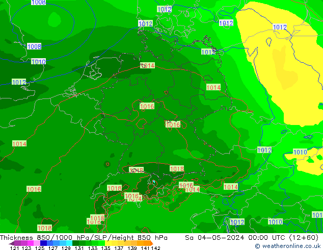 Thck 850-1000 hPa Arpege-eu sab 04.05.2024 00 UTC