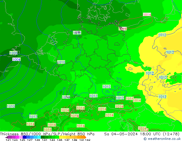 Thck 850-1000 hPa Arpege-eu Sáb 04.05.2024 18 UTC