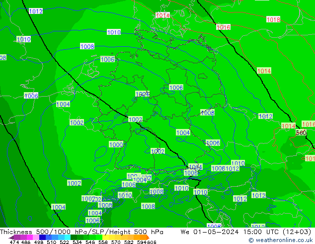 Thck 500-1000hPa Arpege-eu śro. 01.05.2024 15 UTC