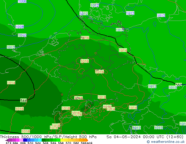 Thck 500-1000hPa Arpege-eu Sa 04.05.2024 00 UTC