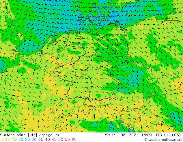 Wind 10 m Arpege-eu wo 01.05.2024 18 UTC