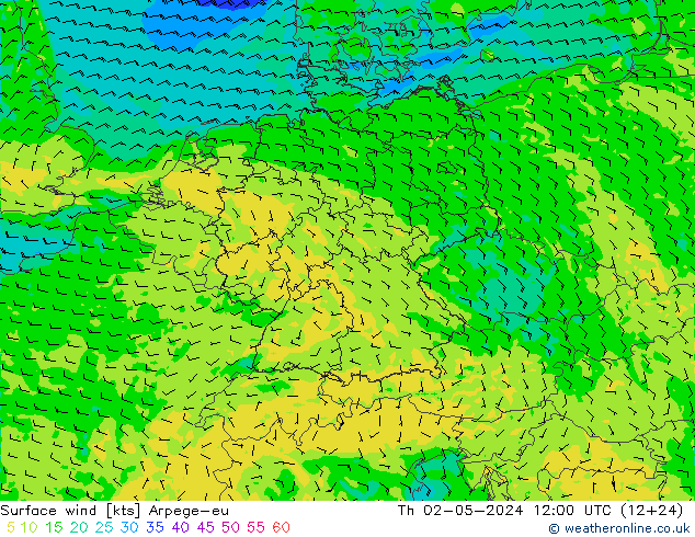 Surface wind Arpege-eu Th 02.05.2024 12 UTC