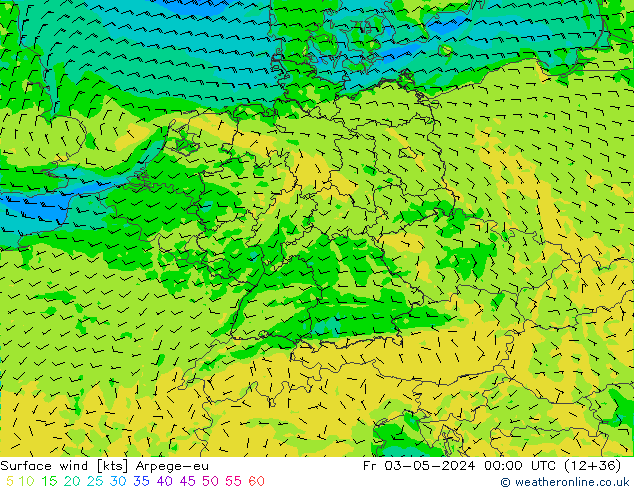 Viento 10 m Arpege-eu vie 03.05.2024 00 UTC