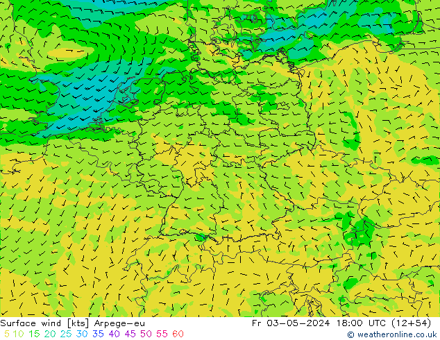 Wind 10 m Arpege-eu vr 03.05.2024 18 UTC