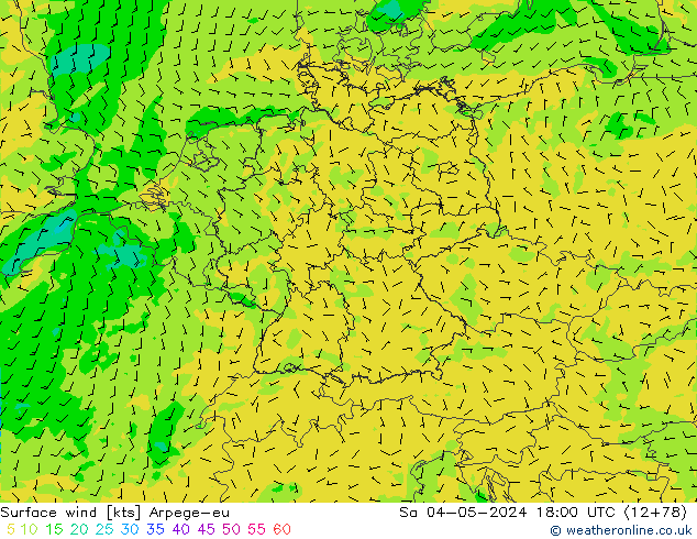 Surface wind Arpege-eu Sa 04.05.2024 18 UTC