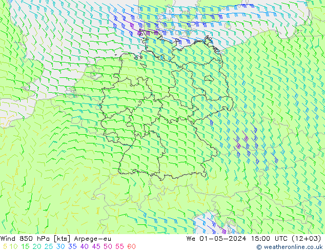 Rüzgar 850 hPa Arpege-eu Çar 01.05.2024 15 UTC