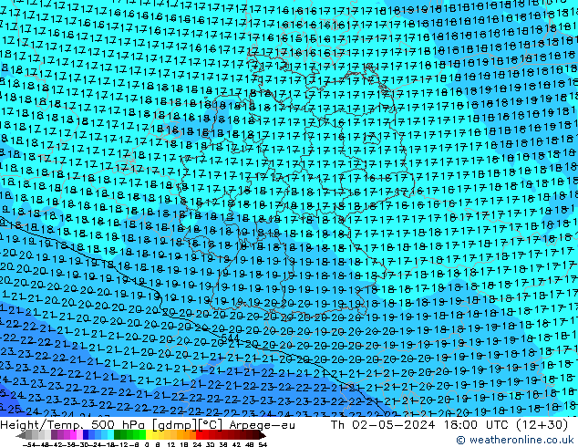 Height/Temp. 500 hPa Arpege-eu Th 02.05.2024 18 UTC