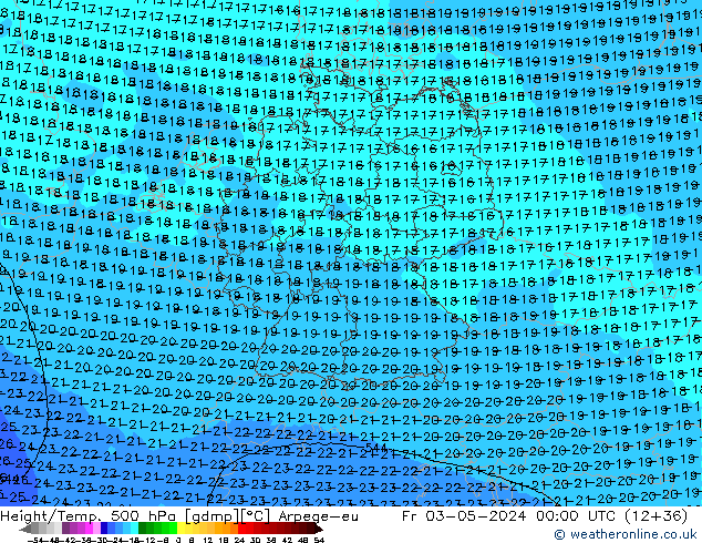 Hoogte/Temp. 500 hPa Arpege-eu vr 03.05.2024 00 UTC