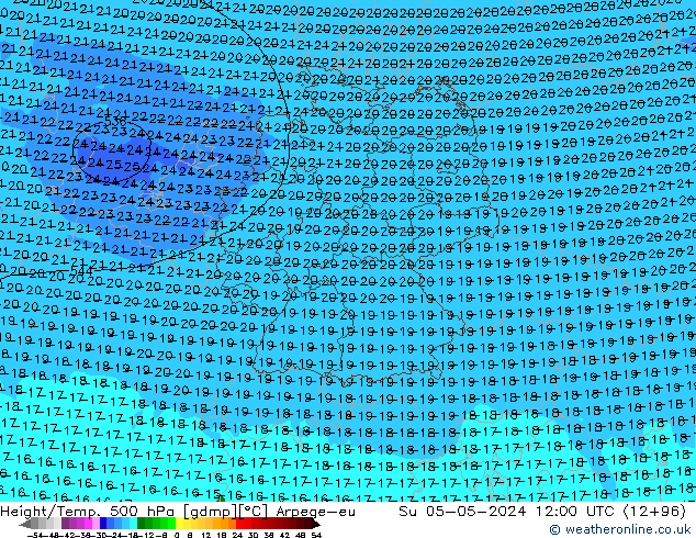 Height/Temp. 500 hPa Arpege-eu Su 05.05.2024 12 UTC