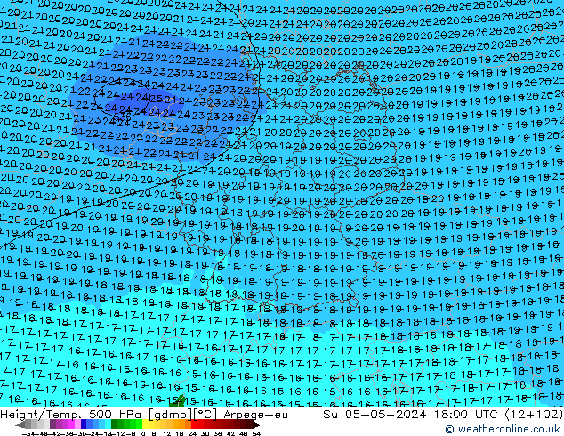 Height/Temp. 500 hPa Arpege-eu  05.05.2024 18 UTC