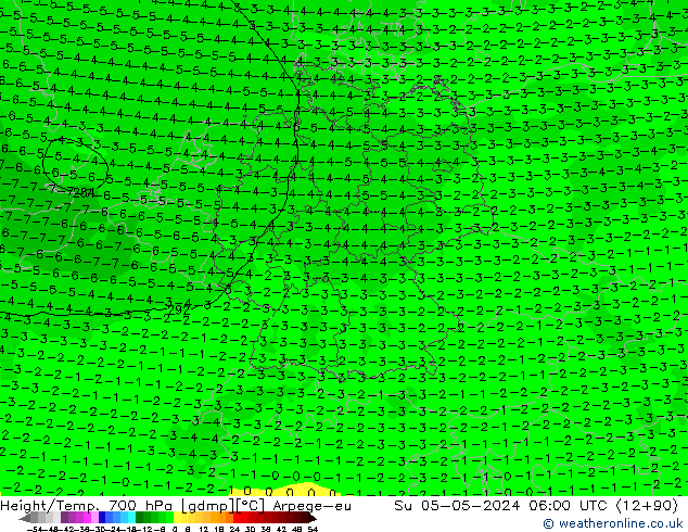 Height/Temp. 700 hPa Arpege-eu Su 05.05.2024 06 UTC