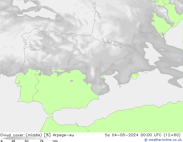 nuvens (médio) Arpege-eu Sáb 04.05.2024 00 UTC