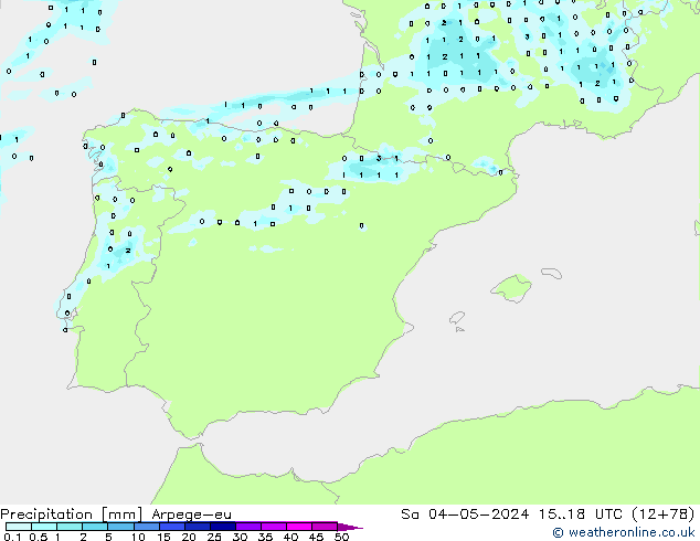 осадки Arpege-eu сб 04.05.2024 18 UTC