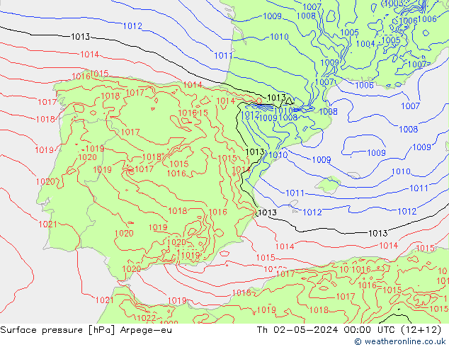 Luchtdruk (Grond) Arpege-eu do 02.05.2024 00 UTC