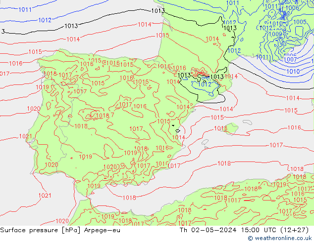 pressão do solo Arpege-eu Qui 02.05.2024 15 UTC