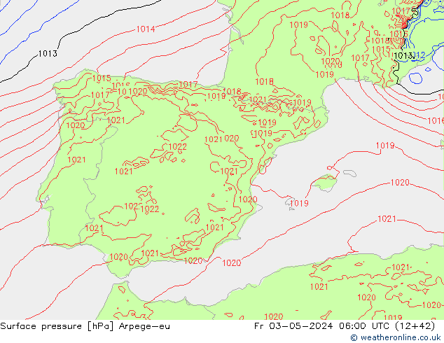 Yer basıncı Arpege-eu Cu 03.05.2024 06 UTC