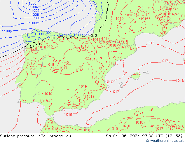 Surface pressure Arpege-eu Sa 04.05.2024 03 UTC