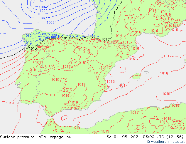 Atmosférický tlak Arpege-eu So 04.05.2024 06 UTC