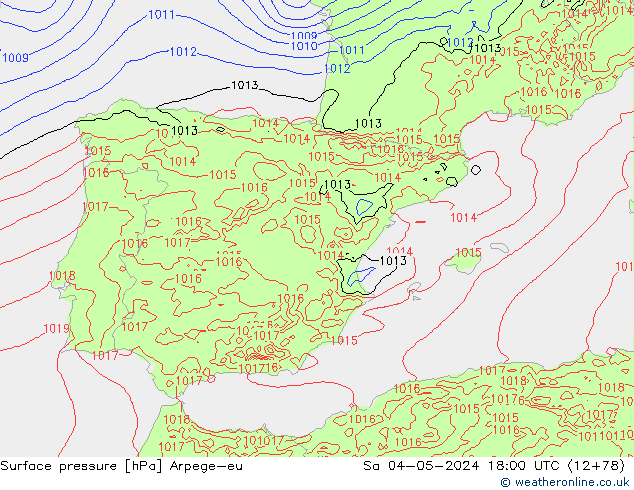 Yer basıncı Arpege-eu Cts 04.05.2024 18 UTC