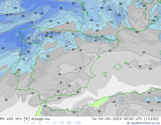 RH 925 hPa Arpege-eu Sa 04.05.2024 00 UTC