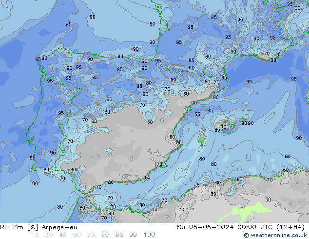 RH 2m Arpege-eu dom 05.05.2024 00 UTC