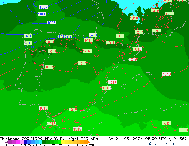 Thck 700-1000 hPa Arpege-eu Sa 04.05.2024 06 UTC