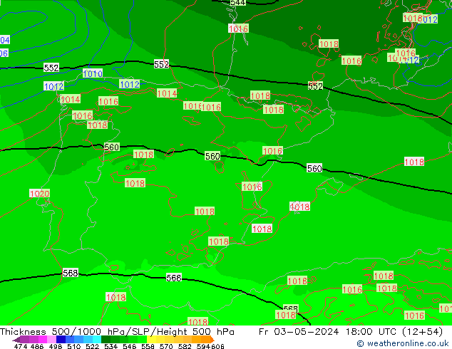 Thck 500-1000hPa Arpege-eu  03.05.2024 18 UTC