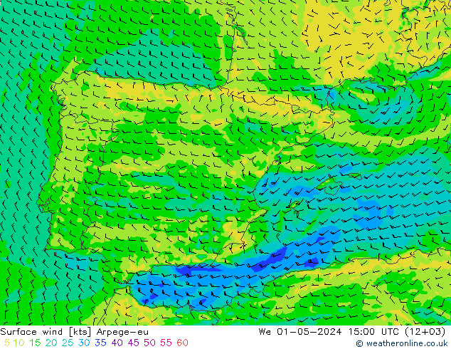 Surface wind Arpege-eu We 01.05.2024 15 UTC