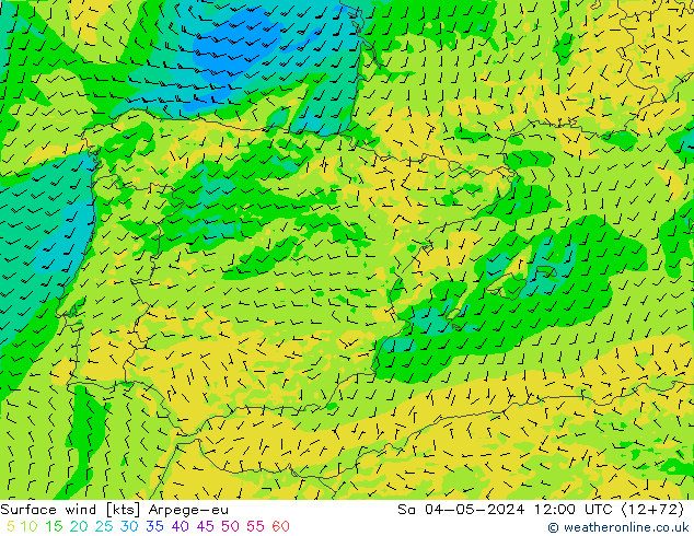 ветер 10 m Arpege-eu сб 04.05.2024 12 UTC