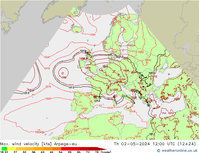 Windböen Arpege-eu Do 02.05.2024 12 UTC