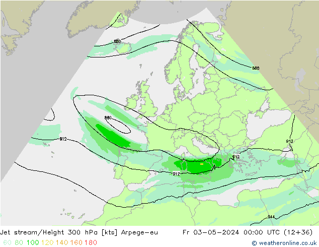 Jet stream/Height 300 hPa Arpege-eu Fr 03.05.2024 00 UTC