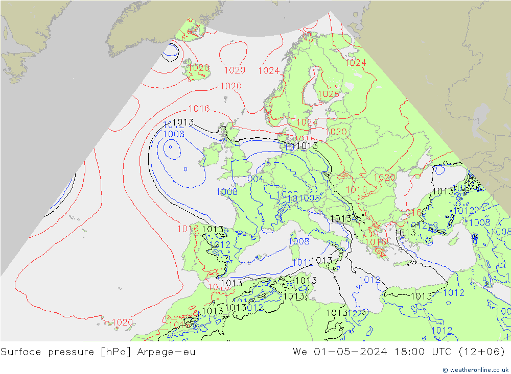 Luchtdruk (Grond) Arpege-eu wo 01.05.2024 18 UTC