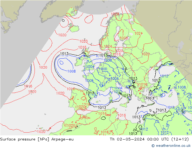 Bodendruck Arpege-eu Do 02.05.2024 00 UTC