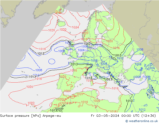 приземное давление Arpege-eu пт 03.05.2024 00 UTC