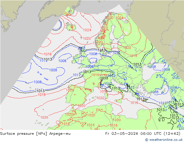 Surface pressure Arpege-eu Fr 03.05.2024 06 UTC