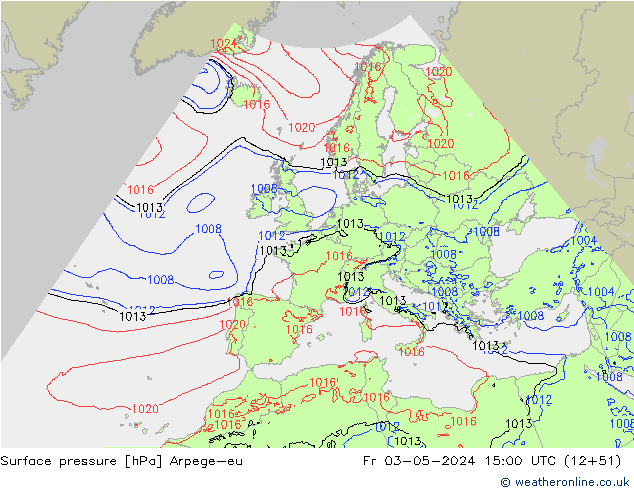 Yer basıncı Arpege-eu Cu 03.05.2024 15 UTC