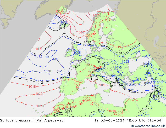 Bodendruck Arpege-eu Fr 03.05.2024 18 UTC