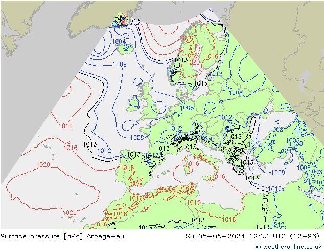 Surface pressure Arpege-eu Su 05.05.2024 12 UTC