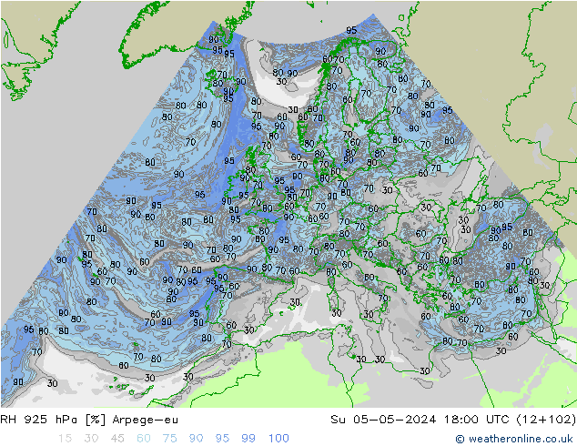 RH 925 hPa Arpege-eu Su 05.05.2024 18 UTC